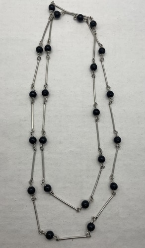 VETEMENTS "Collana Perle Finte Argento Nero 40""