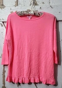 Lilly Pulitzer Girls Hot Pink Sweater Boxy Cut 3/4 Sleeve Knit Girls XL (12-14) - Picture 1 of 12