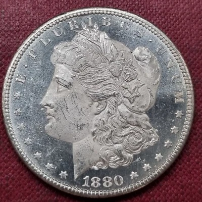 1880 S Morgan Dollar $1 High Grade BU DEEP MIRROR PROOF LIKE #80921 - Image 1 of 2
