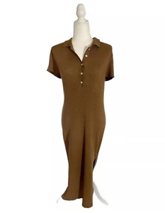 House of Harlow 1960 Ribbed Knit Polo Midi Dress Size Large - Bild 1 von 5