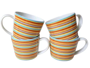 Crate And Barrel RIO Monno Bangladesh Striped Coffee Mugs Set Of 4 - Picture 1 of 4