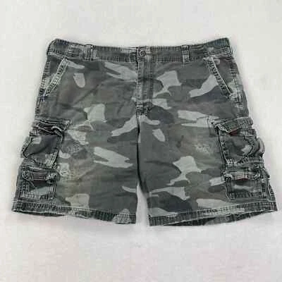Pantalones Cortos Plugg Vintage Talla 42 Gris Camuflaje Carga Envejecido Reparado Grunge Skate Y2K Foto 1 de 4