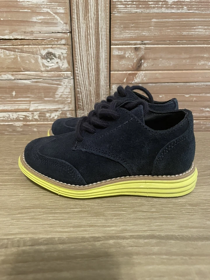 НОВЫЙ! Туфли детские Cole Haan Grand молодежные 7c синие желтые замшевые на шнуровке повседневные Oxford - Изображение 1 из 4