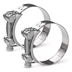 2 Pack 56-59mm ID Range T-Bolt Hose Clamp 304 Stainless Steel Adjustable Heav... - Picture 1 of 7