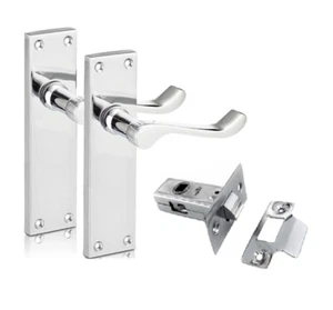 Modern Victorian Chrome Door Handles,Victorian Scroll Lever Latch Door Handles1+ - Picture 1 of 10