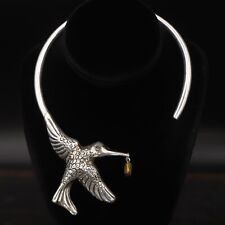 VTG Sterling Silver MEXICO TAXCO SIGNED Amber Hummingbird 15