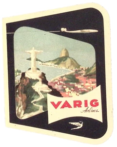 Etiqueta de equipaje Varig Airlines BRASIL Cristo Redentor años 40 4"H - Imagen 1 de 2