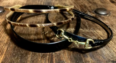 3 diademas vintage de plástico duro imitación cuero tortuga ancho negro dorado Foto 1 de 4