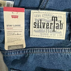 NWT Levis Silvertab Loose Straight Boys 16 Reg W28XL30 Blue Denim Jeans Eco Ease - Picture 1 of 7