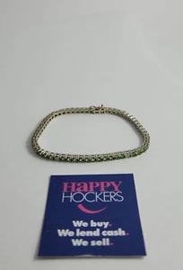 9CT WHITE GOLD TENNIS BRACELET SET WITH 53 X PERIDOT'S AND 5 X DIAMONDS - Picture 1 of 7