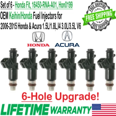 Genuine x6 Honda 6-Hole Upgrade Fuel Injectors for 2006-2015 Honda & Acura I4 V6 Foto 1 de 4
