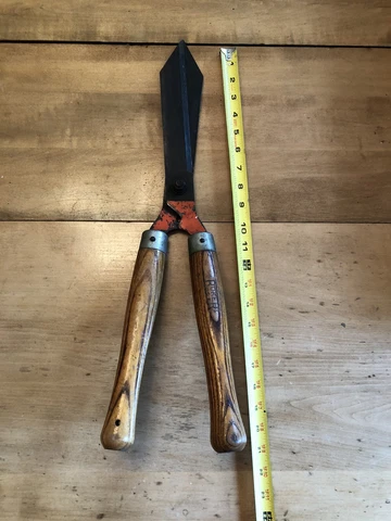 Vintage BOKER USA Wood Handle Garden Shears Hedge Trimmers 21" Length - Original Cover