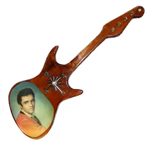 30x11 VTG Elvis Presley Handcrafted Lacquered Wood Guitar Clock - Picture 1 of 15