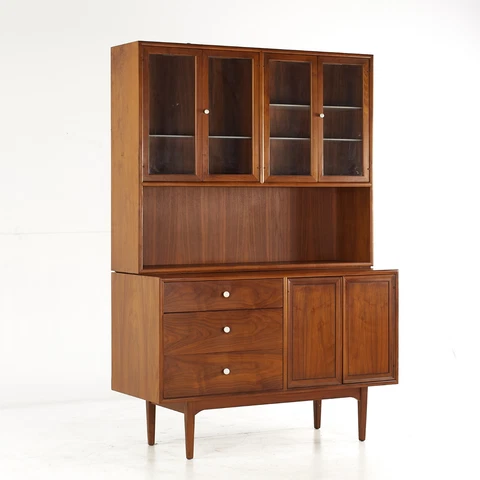 Kipp Stewart for Drexel Declaration Mid Century Walnut Buffet and Hutch Cover