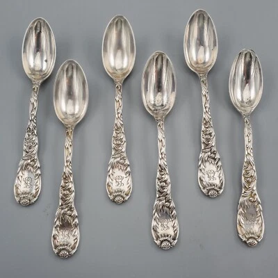 Tiffany & Co. Chrysanthemum Sterling Silver Demitasse Spoons Set of 6- 4 1/2" - Image 1 of 4