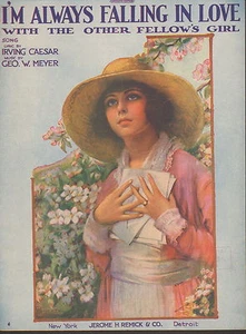I'm Always Falling In Love With The Other Fellow's Girl - Sheet Music -1920 - Picture 1 of 1