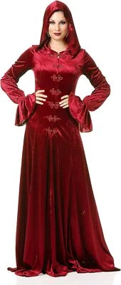 Twilight Hooded Dress Gothic Vampire Fancy Halloween Adult Costume 2 COLORS - Image 1 of 2