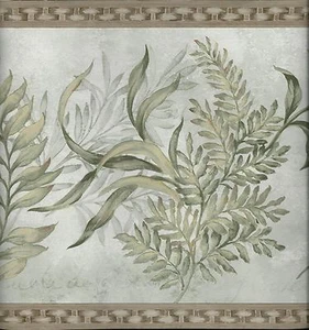 MODERN GREEN LEAF BAMBOO TRIM WALLPAPER BORDER - Picture 1 of 1