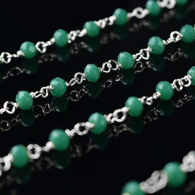 Collar Rosario de Ónix Verde Envoltura de Alambre Cadena Rosario Collar con Cuentas Foto 1 de 4