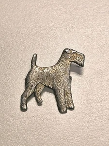 Vintage Sterling Silver Wire Terrier Dog Brooch Pin Standing 1-1/8" Tall - Picture 1 of 10