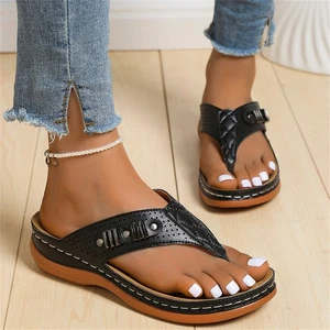 Women's Wedge Orthopedic Sandals Arch Support Flip Flop Comfort Dressy Slippers - Picture 1 of 13