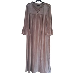 Bob Mackie Accordion Pleat House Dress Robe Size 3X Velour Dusty Rose Pink Soft - Picture 1 of 11
