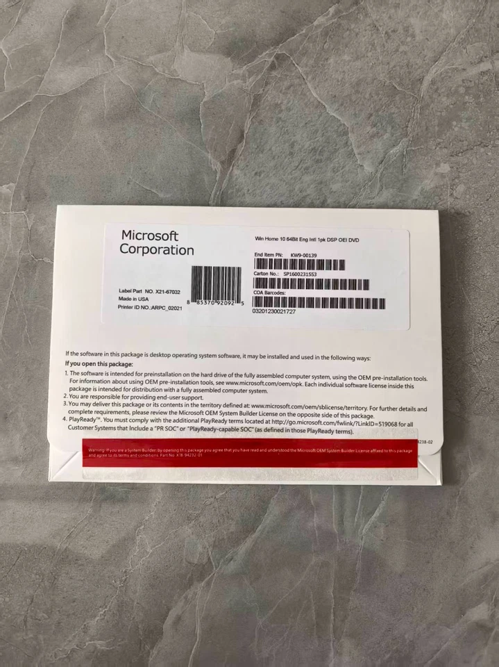 Win 10 home 64-BitDVD+Gengine Pproduct Key. Factory Ssaled.Freeshipping. - Image 1 of 1