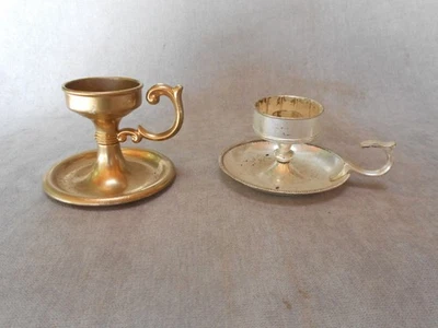 2 Bougeoirs Anciens avec poignée - Photo 1/4