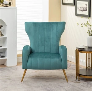 Modern Velvet Accent Chair, Channel Tufted Bedroom, Office or Living Room Fur... - Picture 1 of 7