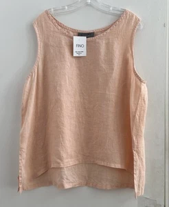 Nuevo $59 Diseño de once puntadas 💯 Túnica de lino Camiseta sin mangas EE. UU. Melocotón Mujeres XLarge E3 - Imagen 1 de 6