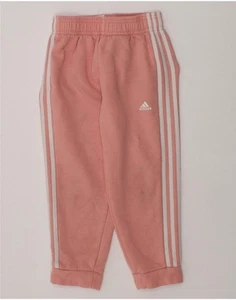ADIDAS Girls Tracksuit Trousers Joggers 3-4 Years Pink Cotton BB24 - Picture 1 of 4