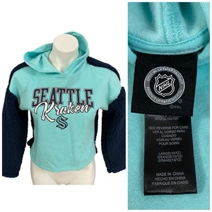 NHL Seattle Kraken Sweatshirt Girls L Youth Hooded Pullover Sherpa Jersey Knit - Picture 1 of 9