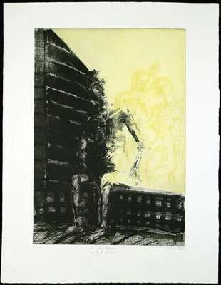 DDR. "Vom Alleinsein" 1987. Radierung Ulrich HACHULLA (*1943 D) handsigniert - Bild 1 von 3