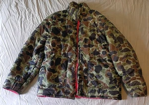 Vintage 1980s Reversible Camel Nylon Camouflage Puffer Hunting Jacket SZ XL Camo - Picture 1 of 10