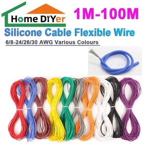 Silikonkabel, flexibler Draht, 6/8–24/26/30 AWG, verschiedene Farben, 1–100 m - Picture 1 of 6