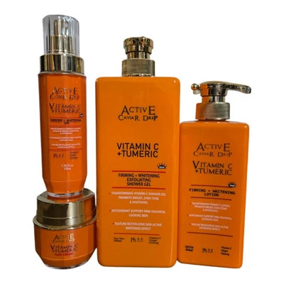 Active Caviar Drip Vitamina C Loción de Cúrcuma, Suero, Crema Facial, Gel de Baño 4 en 1 Foto 1 de 4