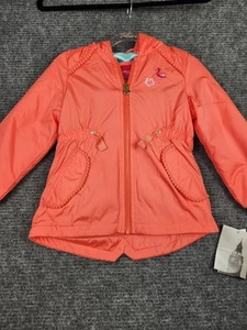 London Fog Girls Hooded Flamingo Jacket Size S/4 Fleece Lined Coral NWT - Picture 1 of 12