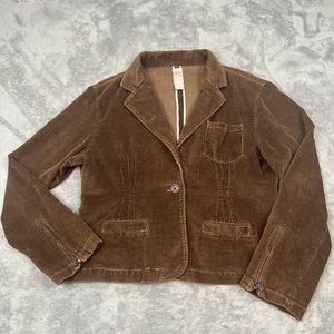 Star Bluejeans Jacket Womens XL Brown Corduroy Blazer Pure Indigo Ramie Spandex - Picture 1 of 15