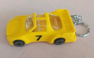 EVEREADY YELLOW Plastic T top Roof Corvette RACE CAR 7 PENDANT Keychain  - Image 1 of 4
