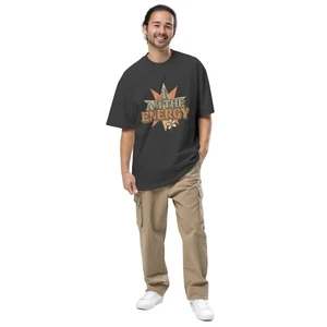 Voiceritzy Oversized Faded T-Shirt I Am The Energy Retro Psychedelic Tee - Picture 1 of 9