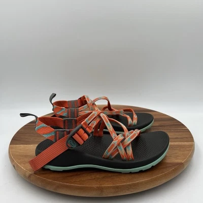 Size 4 Chaco Kids-Junior ZX/1 Ecotread Sandals Orange/turqoise/gray Strappy — 第 1/4 张图片