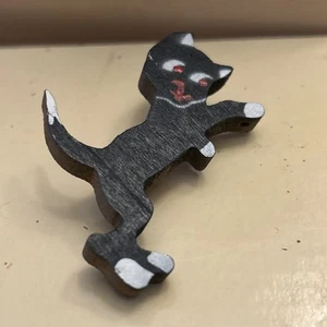 Spilla gatto nero Halloween vintage fatta a mano gioielli da collezione 2,5” anni '50 - Foto 1 di 5