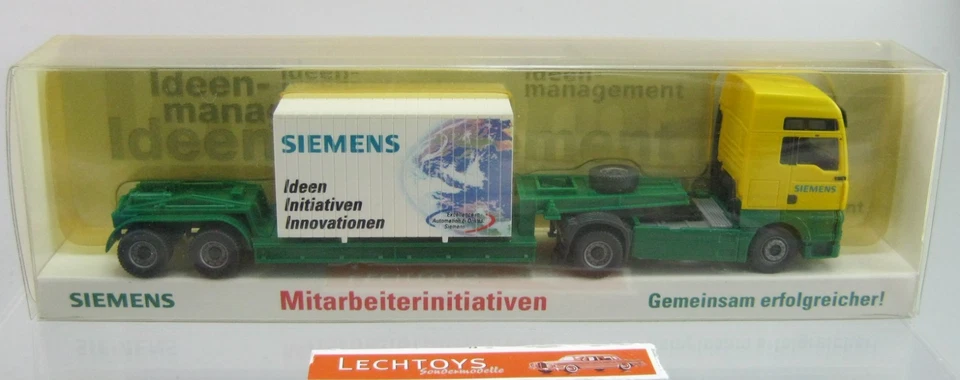 Wiking 1:87, MAN TGA Tieflader Siemens Mitarbeiterinitiativen Werbermodell OVP - Bild 1 von 1