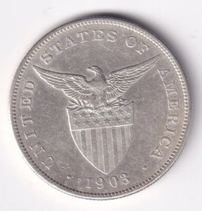 1903-S US-Philippine 1 Peso United States of America Silver Coin AU Details #E4 - Picture 1 of 4