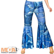 Flared Hippe Jeans Ladies Fancy Dress Hippy 60s 70s Costume Accessory Trousers 