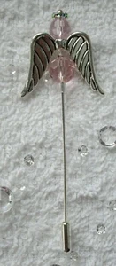Handmade Crystal Guardian Angel Hat / Collar / Coat / Scarf / Lapel Pin - Pink - Picture 1 of 4