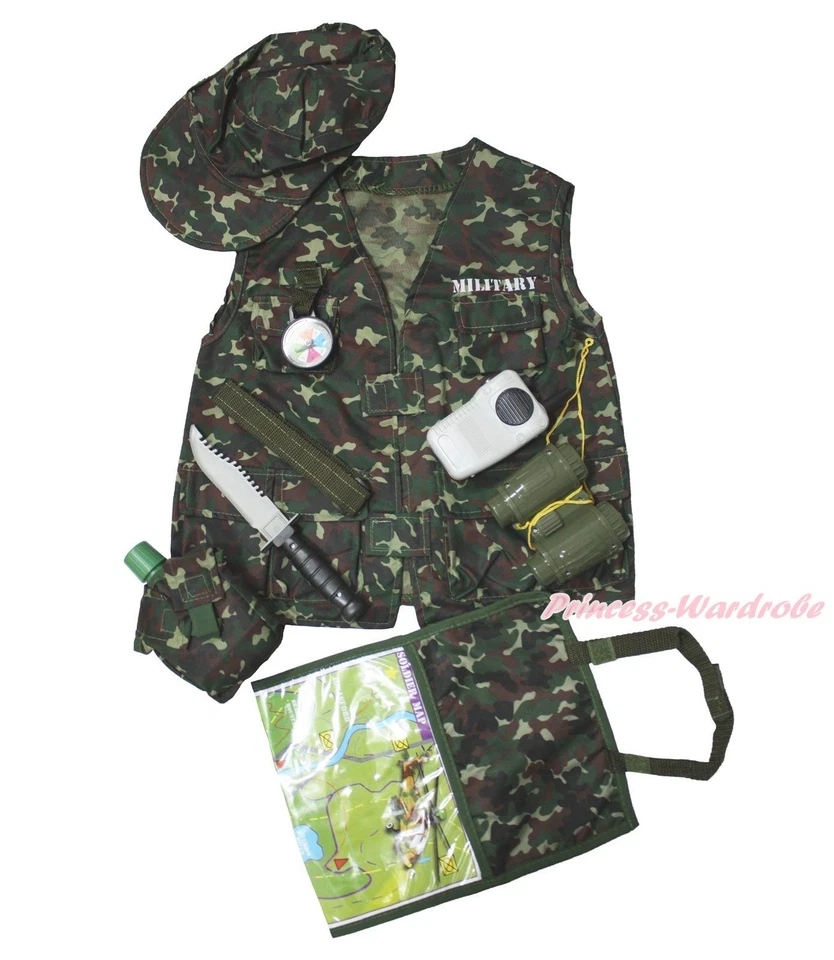 Halloween Ejército Comando Militar Soldado Wargame Niño Disfraz Uniforme 8P Set 3-7Y Foto 1 de 1