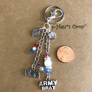 Armee Gör mit Flagge USA RWB Geldbörse Charm Schlüsselanhänger FOB handgefertigt USA 1731 - Bild 1 von 2