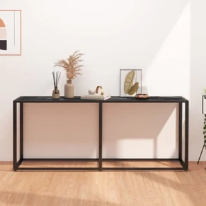 NNEVL Console Table Black Marble 180x35x75.5cm Tempered Glass - Picture 1 of 8