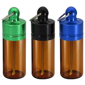 1x Portable Pill Case Glass Pill Container Waterproof Pill Holder with Spoon - Foto 1 di 15